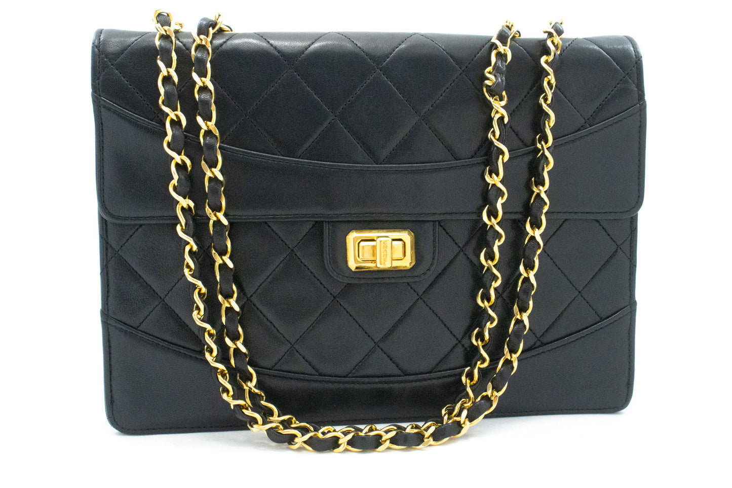 CHANEL Vintage Classic Chain Shoulder Bag Single Flap Quilted Lamb ag8 hannari-shop