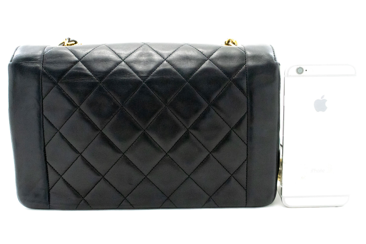 CHANEL Diana Flap Chain Shoulder Bag Black Quilted Lambskin Purse ah1 hannari-shop