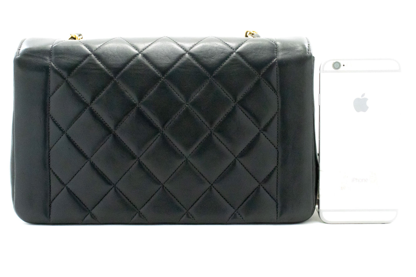 CHANEL Diana Flap Chain Shoulder Bag Black Quilted Lambskin Purse ah2 hannari-shop