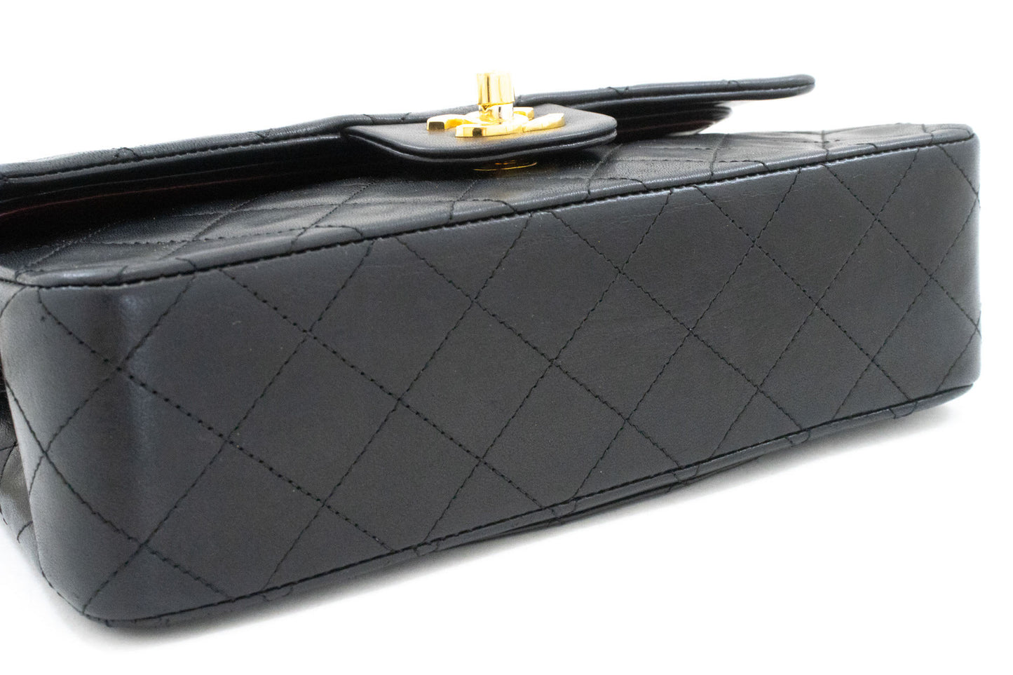 CHANEL Classic Double Flap 9" Chain Shoulder Bag Black Lambskin ak5 hannari-shop