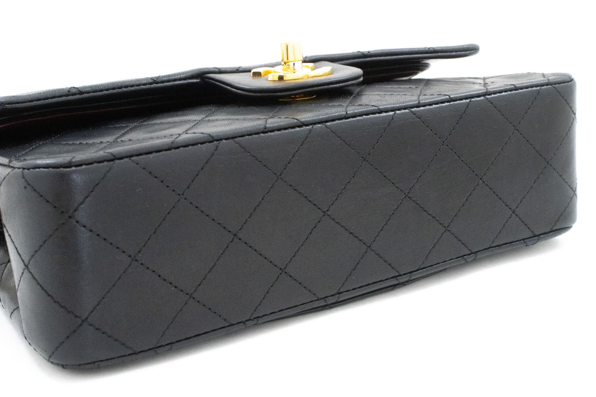 CHANEL Classic Double Flap 9" Chain Shoulder Bag Black Lambskin ak5 hannari-shop