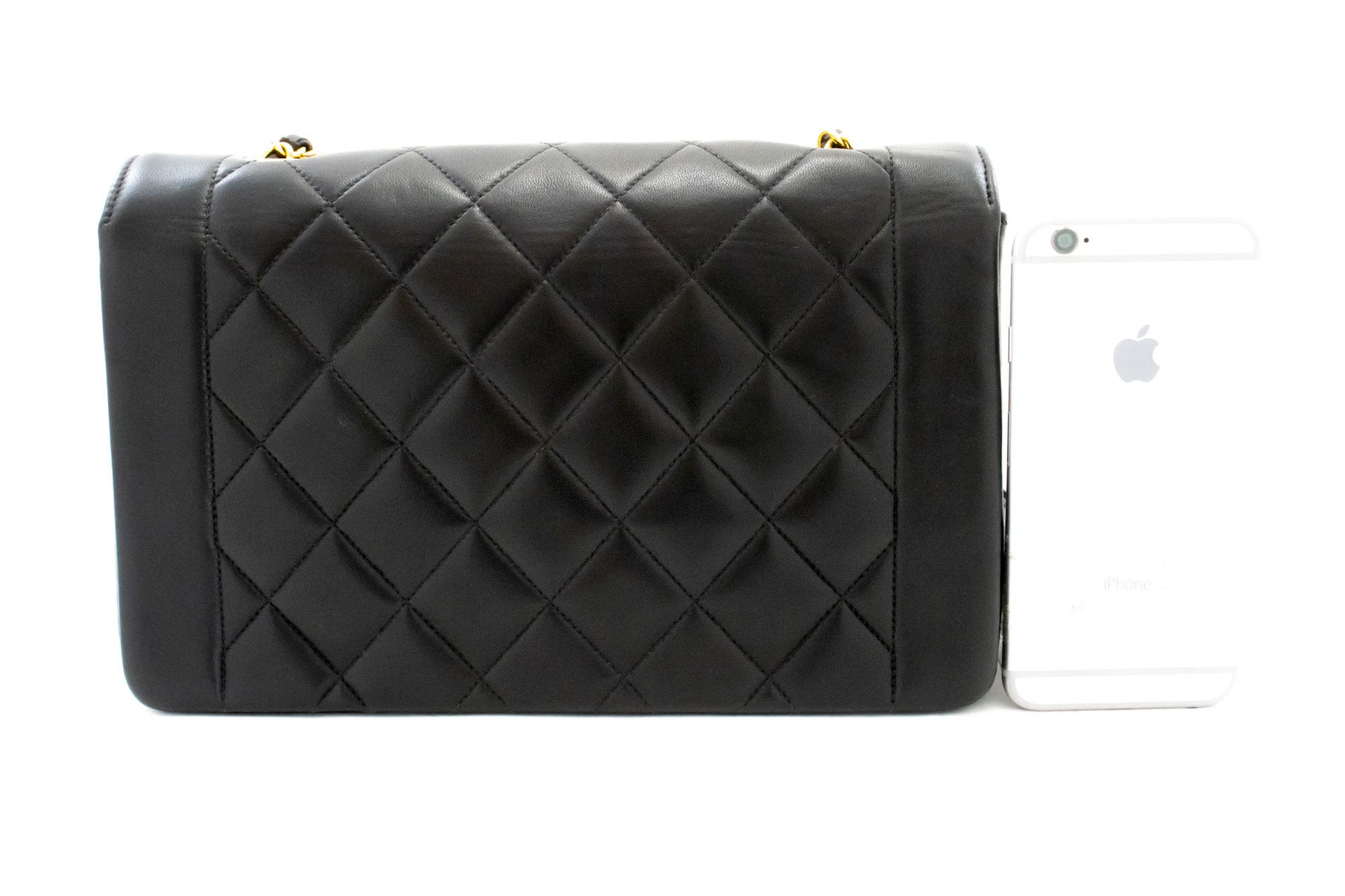 CHANEL Diana Flap Chain Shoulder Bag Black Quilted Lambskin ai3 hannari-shop