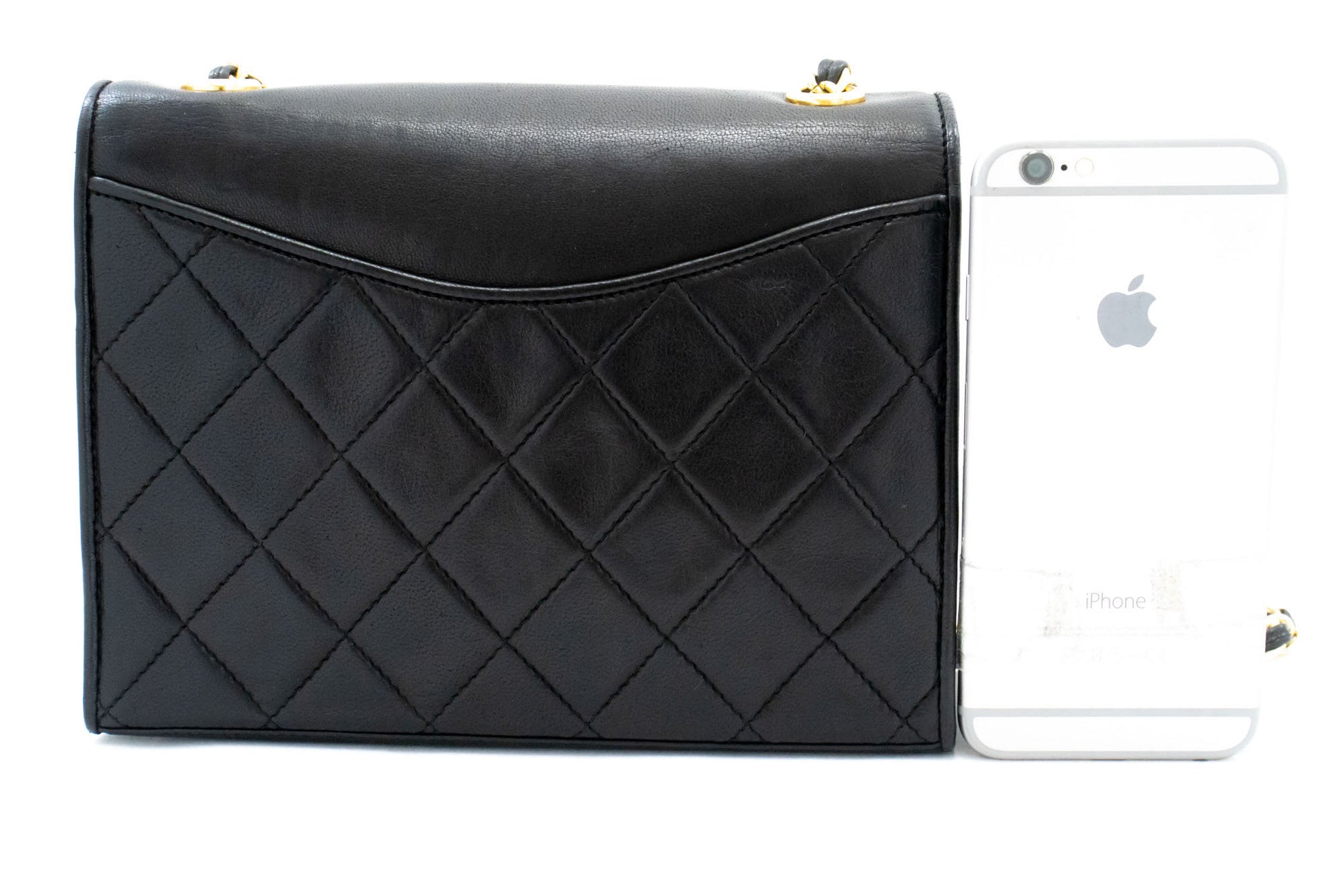 CHANEL Vintage Full Flap Small Chain Shoulder Bag Black Quilted ah6 hannari-shop