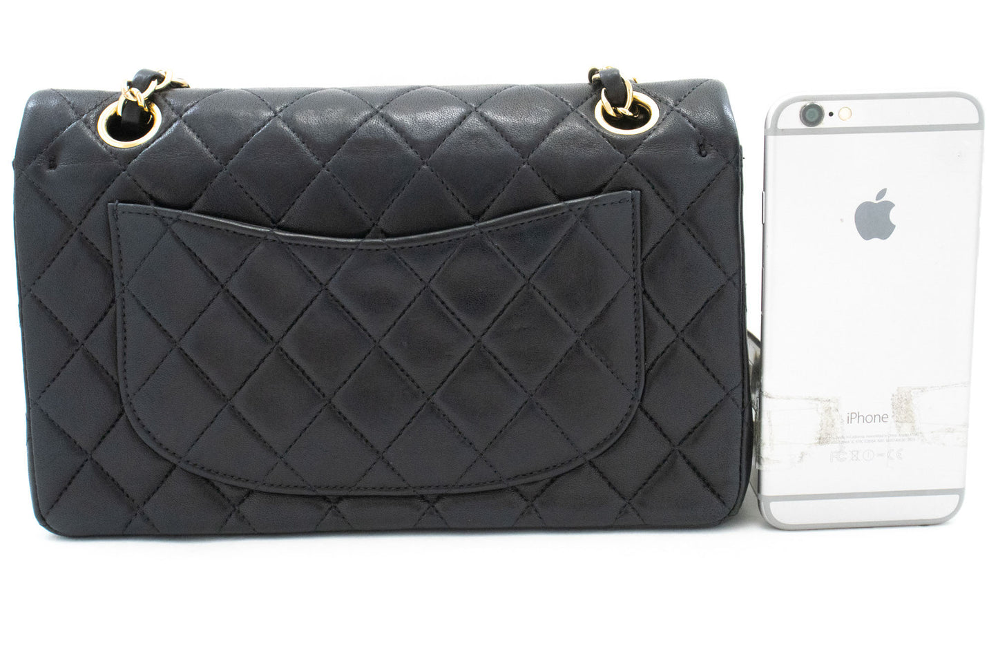 CHANEL Classic Double Flap 9" Chain Shoulder Bag Black Lambskin ai6 hannari-shop