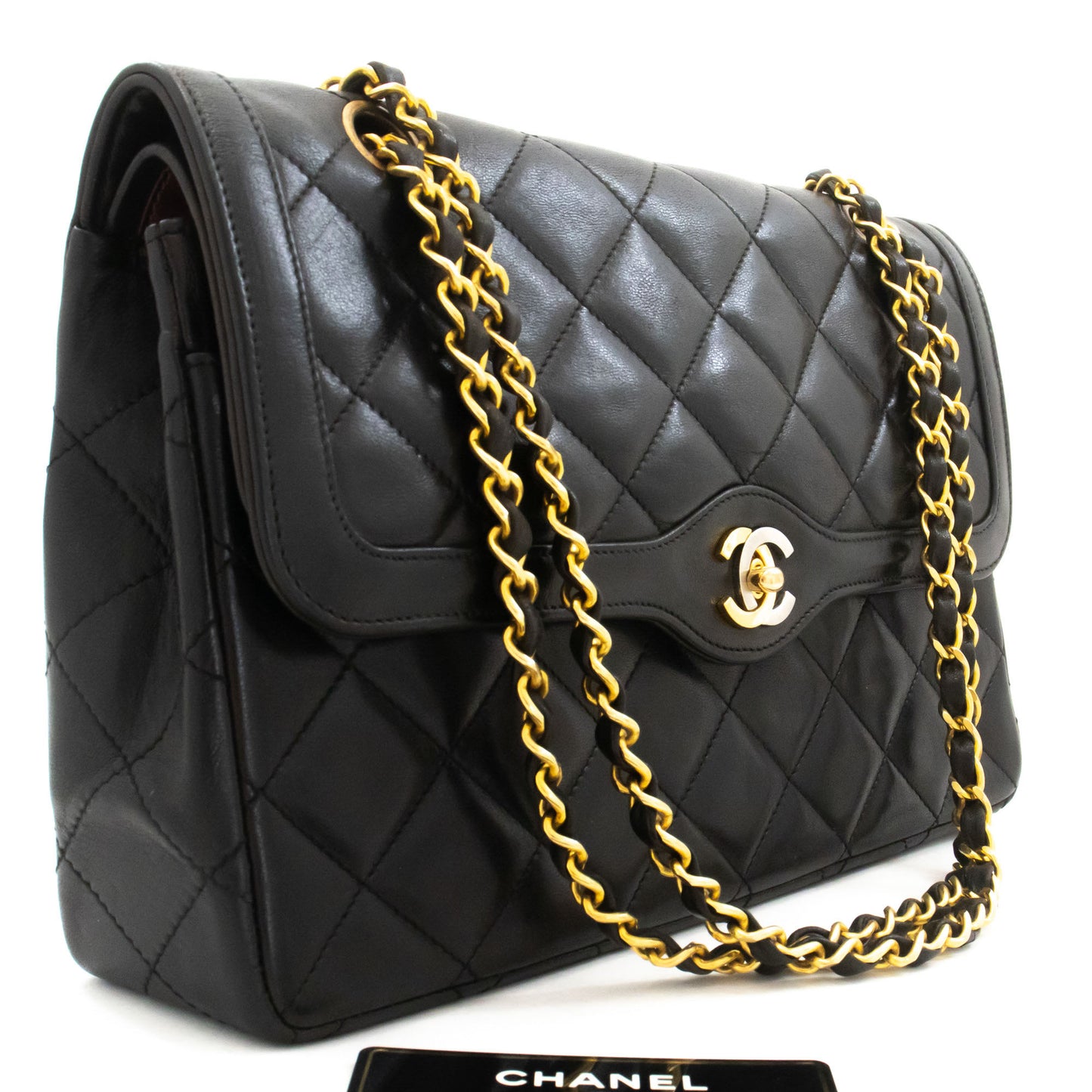 CHANEL Paris Limited Vintage Chain Shoulder Bag Black Quilted Flap ak6 hannari-shop