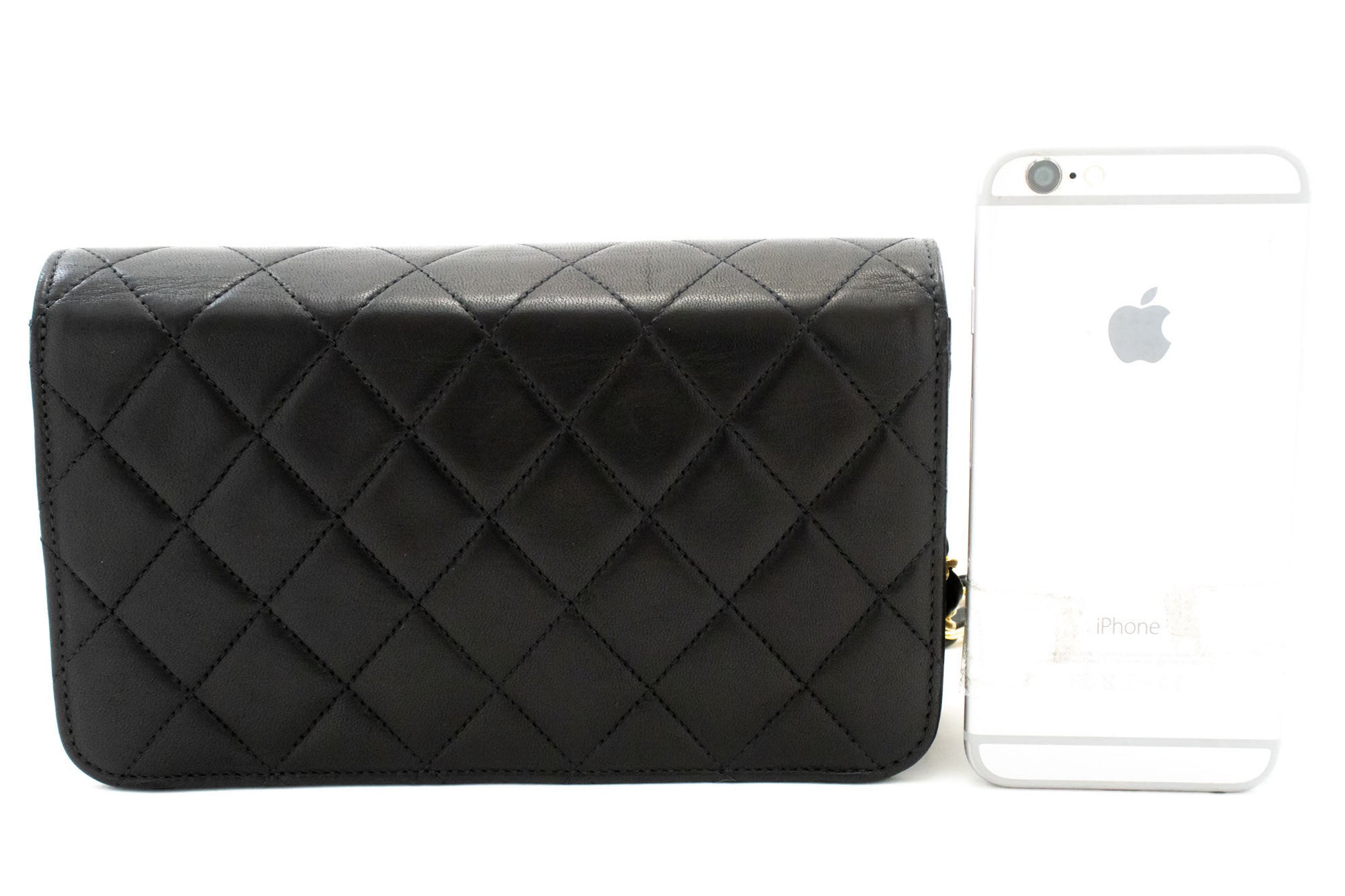 CHANEL Full Flap Small Chain Shoulder Bag Clutch Black Quilted ah9 hannari-shop