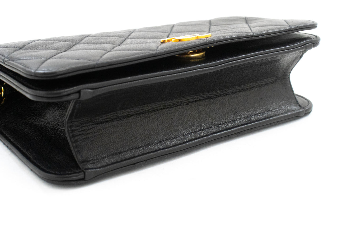 CHANEL Full Flap Small Chain Shoulder Bag Clutch Black Quilted ah9 hannari-shop
