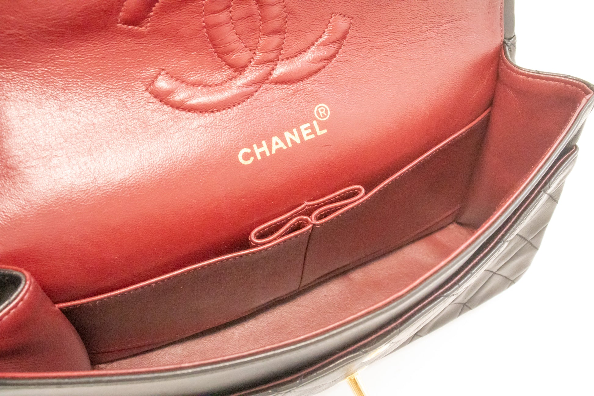 CHANEL Classic Double Flap 10" Chain Shoulder Bag Black Lambskin am1 hannari-shop