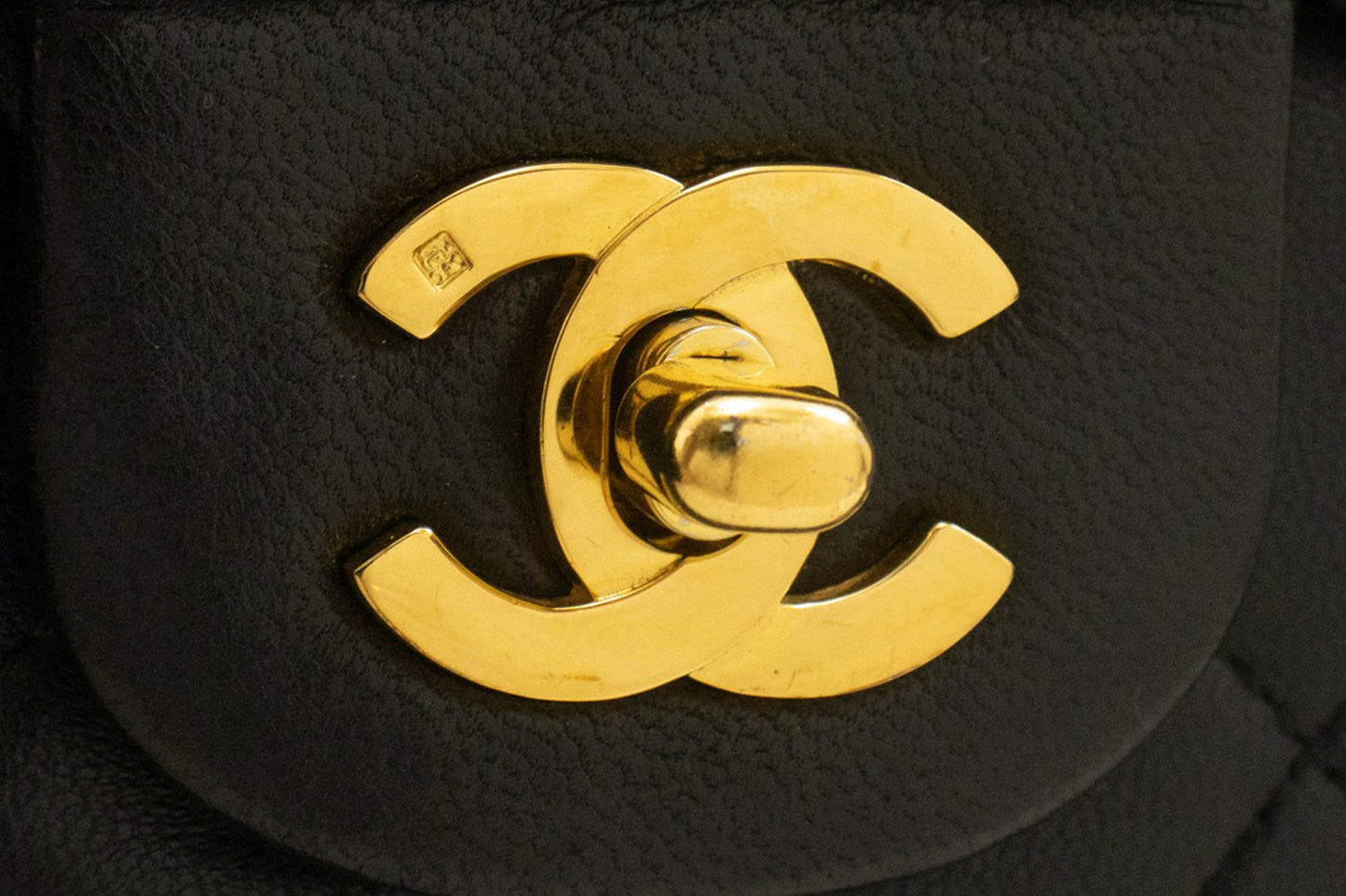 CHANEL Classic Double Flap 10" Chain Shoulder Bag Black Lambskin am3 hannari-shop