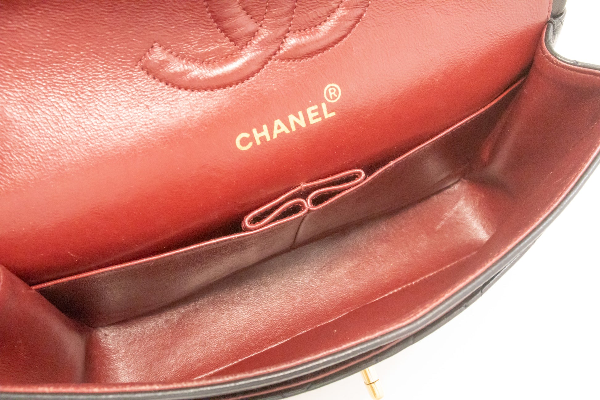 CHANEL Classic Double Flap 10" Chain Shoulder Bag Black Lambskin am3 hannari-shop