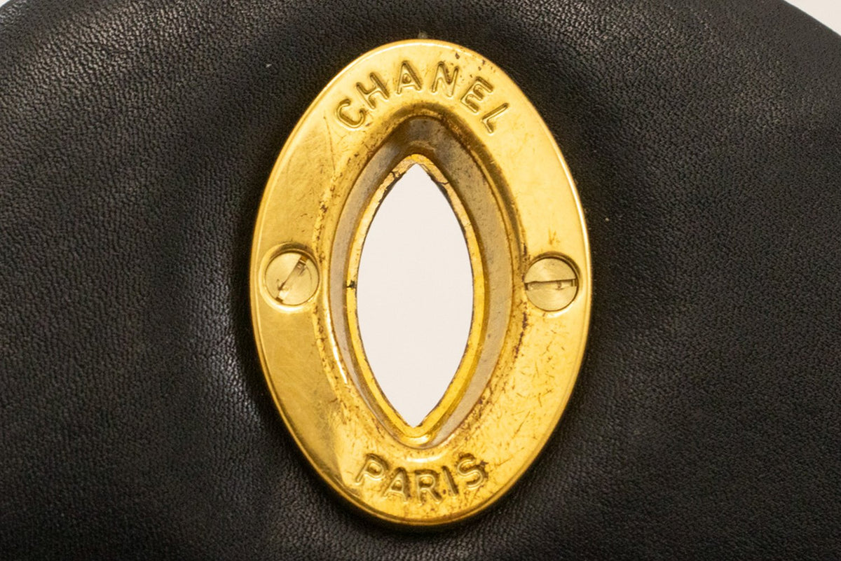CHANEL Classic Large 13" Flap Chain Shoulder Bag Black Lambskin am4 hannari-shop