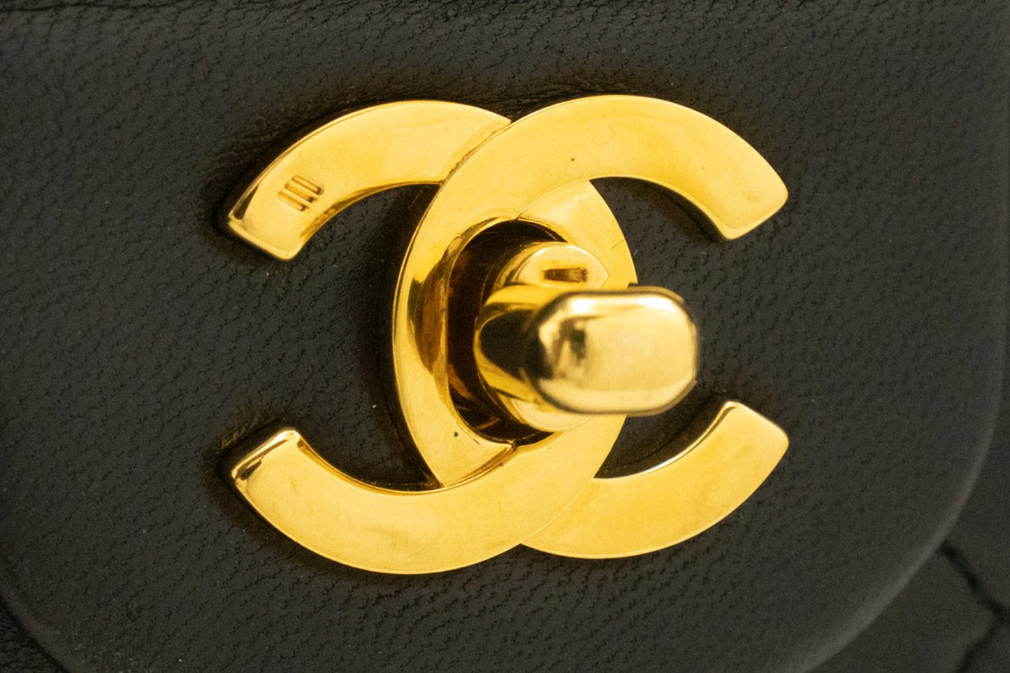 CHANEL Classic Double Flap 10" Chain Shoulder Bag Black Lambskin am2 hannari-shop