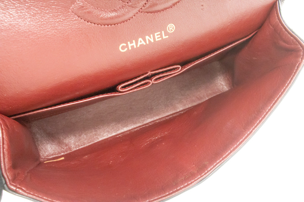 CHANEL Classic Double Flap 10" Chain Shoulder Bag Black Lambskin am2 hannari-shop