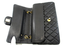 Borsa a tracolla CHANEL classica a doppia patta con catena da 10 pollici Pelle di agnello nera m19