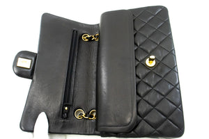 Borsa a tracolla CHANEL classica a doppia patta con catena da 10 pollici Pelle di agnello nera m19