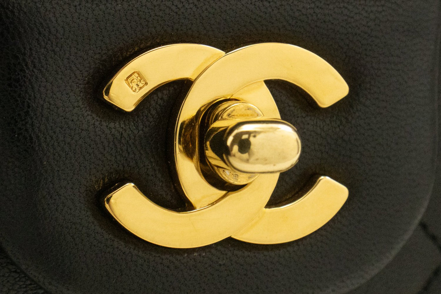CHANEL Classic Double Flap 10" Chain Shoulder Bag Black Lambskin ak7 hannari-shop