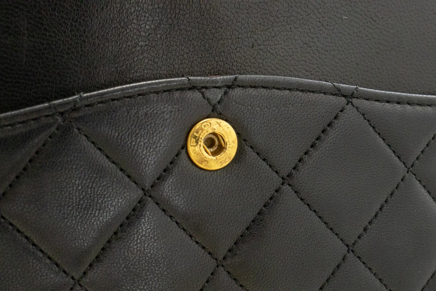 CHANEL Classic Double Flap 10" Chain Shoulder Bag Black Lambskin ak7 hannari-shop
