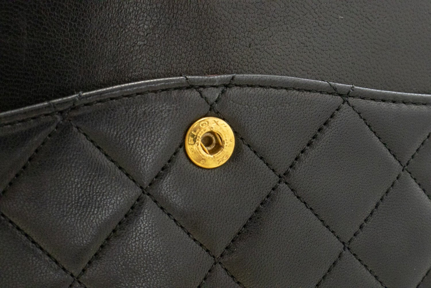 CHANEL Classic Double Flap 10" Chain Shoulder Bag Black Lambskin ak7 hannari-shop