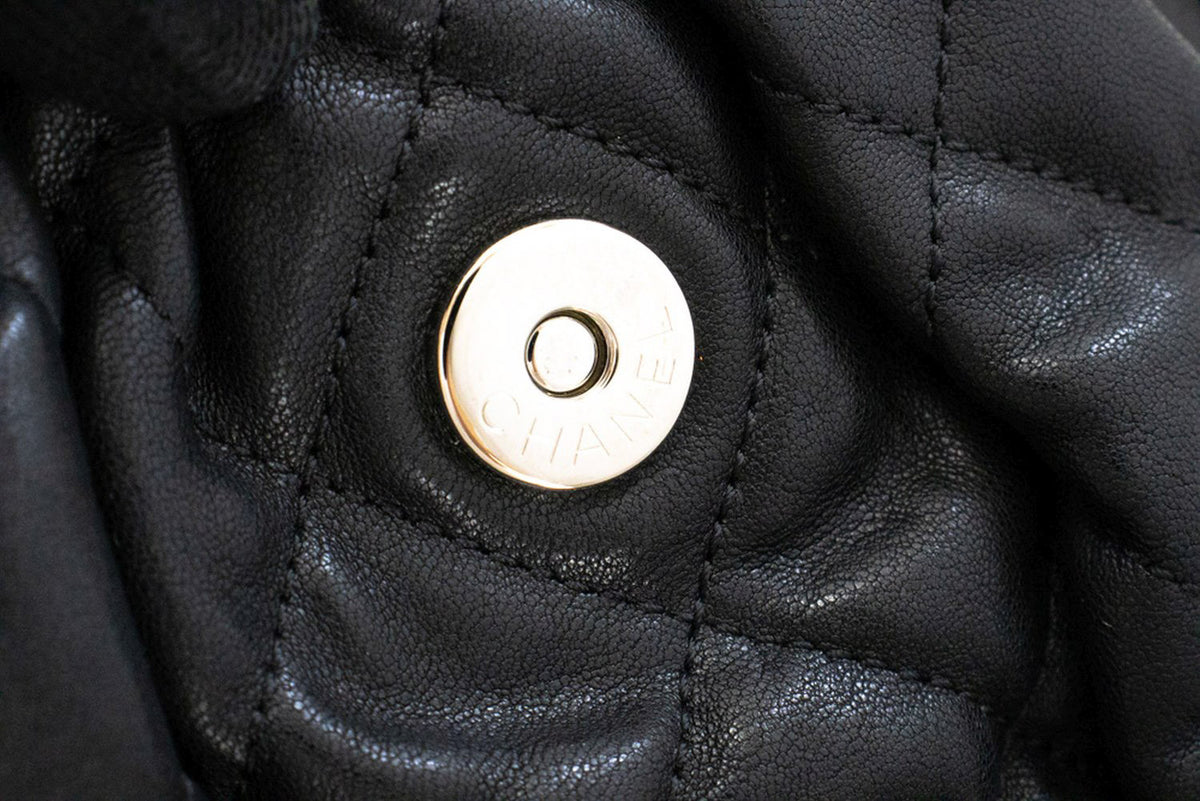 CHANEL Chain Around Shoulder Bag Crossbody Black Calfskin Leather ap9 hannari-shop