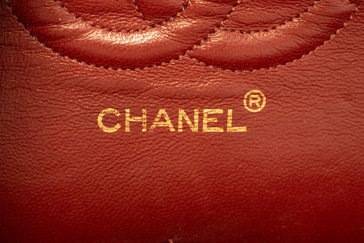 CHANEL Classic Double Flap 10" Chain Shoulder Bag Black Lambskin ao6 hannari-shop