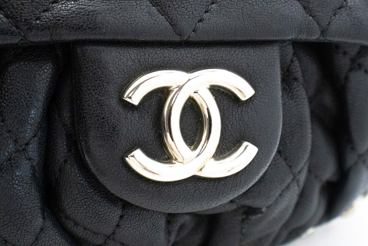 CHANEL Chain Around Small Shoulder Bag Crossbody Black Calfskin ap7 — interior hannari-shop