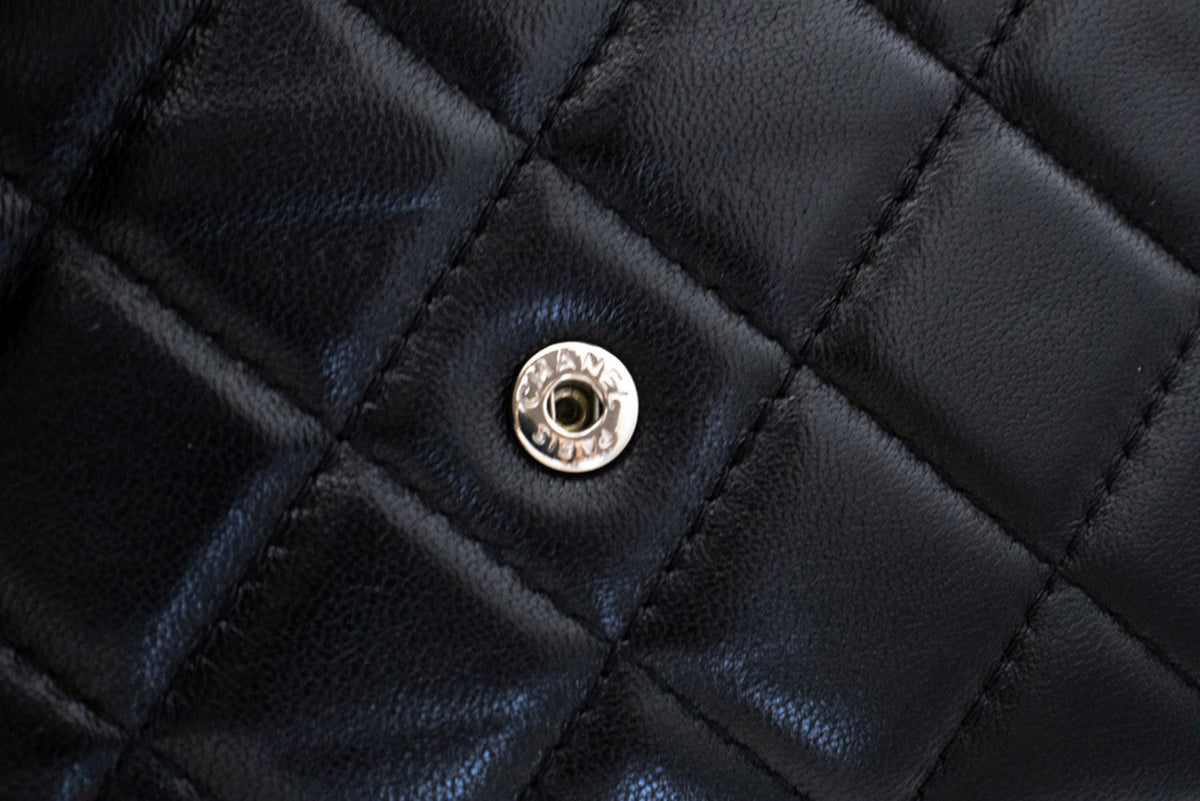 CHANEL Black Classic Wallet On Chain WOC Shoulder Bag Lambskin SV ap8 hannari-shop