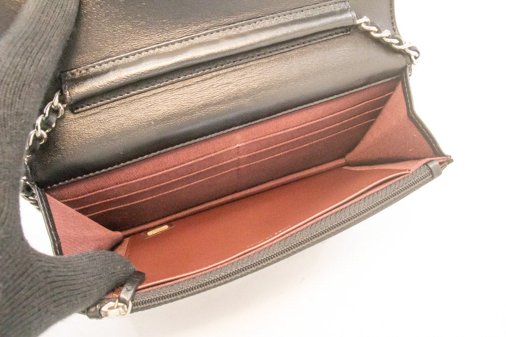 CHANEL Black Classic Wallet On Chain WOC Shoulder Bag Lambskin ap5 hannari-shop