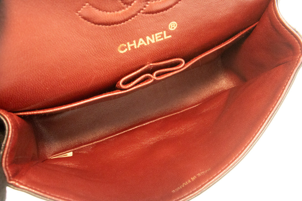 CHANEL Classic Double Flap 9" Chain Shoulder Bag Black Lambskin ap2 hannari-shop
