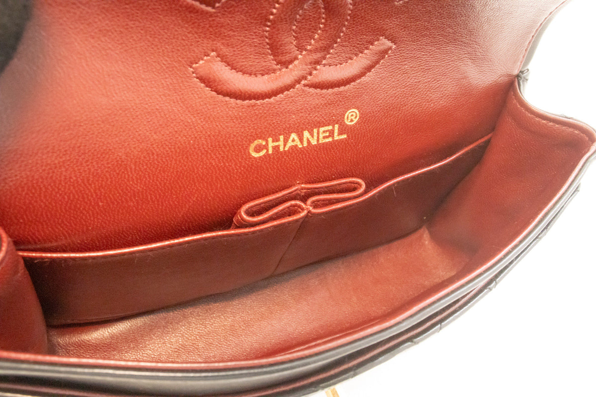 CHANEL Classic Double Flap 9" Chain Shoulder Bag Black Lambskin ap2 hannari-shop