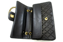 CHANEL Classic Double Flap 10" Chain Shoulder Bag Black Lambskin m77 hannari-shop