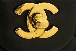 CHANEL Classic Double Flap 10" Chain Shoulder Bag Black Lambskin m75 hannari-shop
