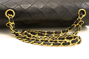 CHANEL Classic Double Flap 10" Chain Shoulder Bag Black Lambskin m75 hannari-shop