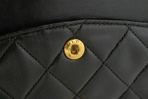 CHANEL Classic Double Flap 10" Chain Shoulder Bag Black Lambskin m75 hannari-shop
