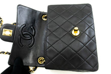 CHANEL Mini Square Small Chain Shoulder Bag Crossbody Black Lamb m44 hannari-shop