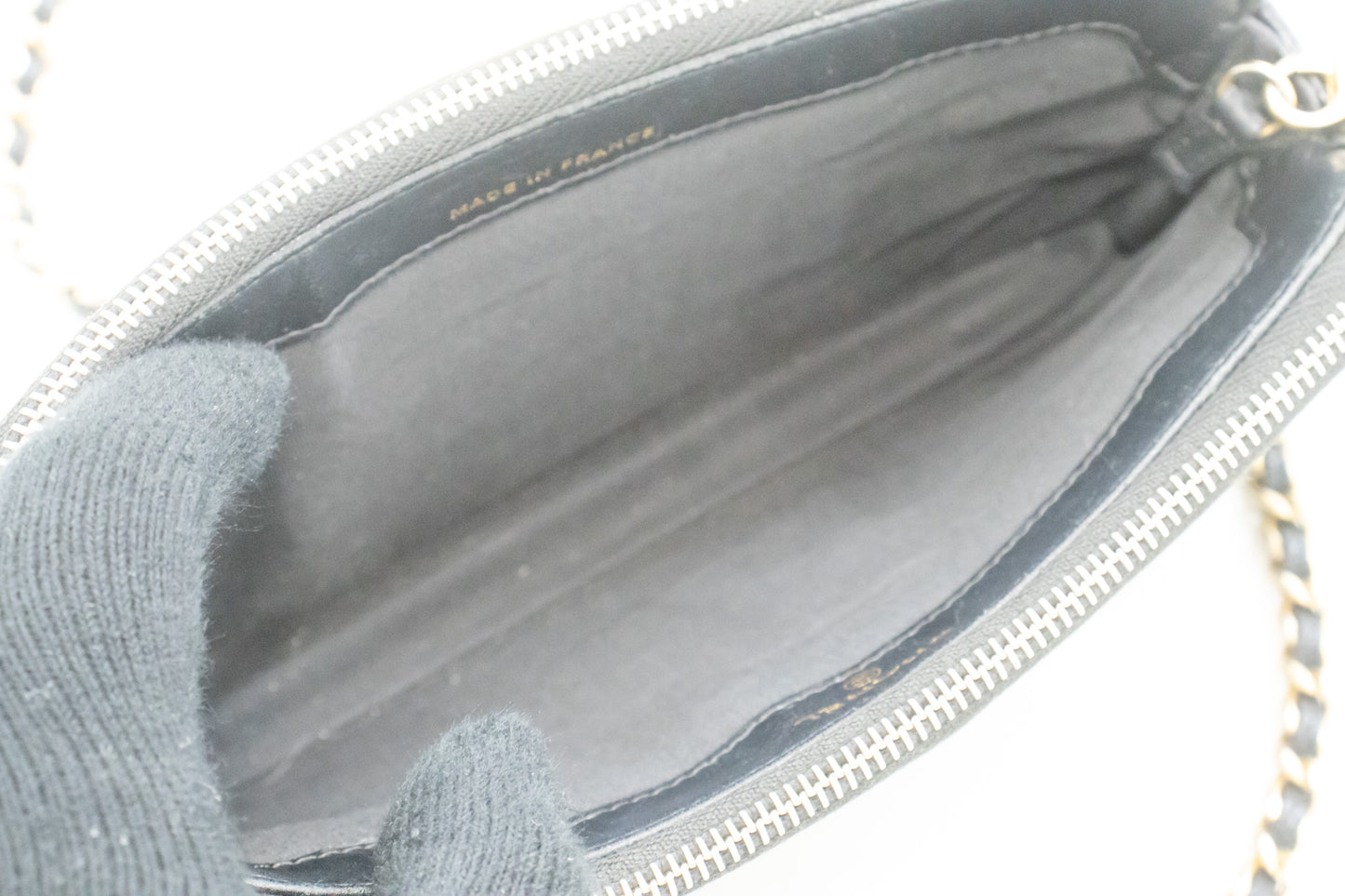 CHANEL Boy Black Caviar Wallet On Chain WOC Double Zip Shoulder n35 hannari-shop