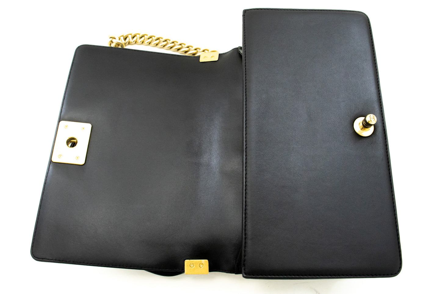 CHANEL Boy Chain Shoulder Bag Black Quilted Flap Lambskin Leather n46 hannari-shop