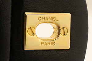 CHANEL Classic Double Flap 9" Chain Shoulder Bag Black Lambskin L41 hannari-shop