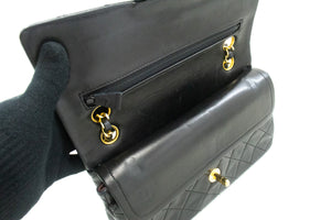 CHANEL Classic Double Flap 9" Chain Shoulder Bag Black Lambskin L41 hannari-shop