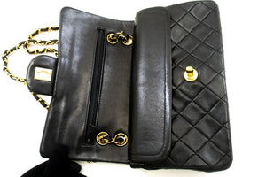 CHANEL Classic Double Flap 9" Chain Shoulder Bag Black Lambskin L41 hannari-shop