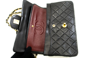CHANEL Classic Double Flap 9" Chain Shoulder Bag Black Lambskin L41 hannari-shop