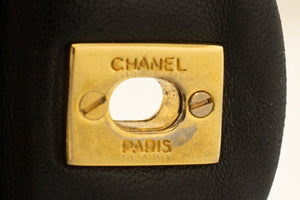 CHANEL Classic Double Flap 9" Chain Shoulder Bag Black Lambskin n10 hannari-shop