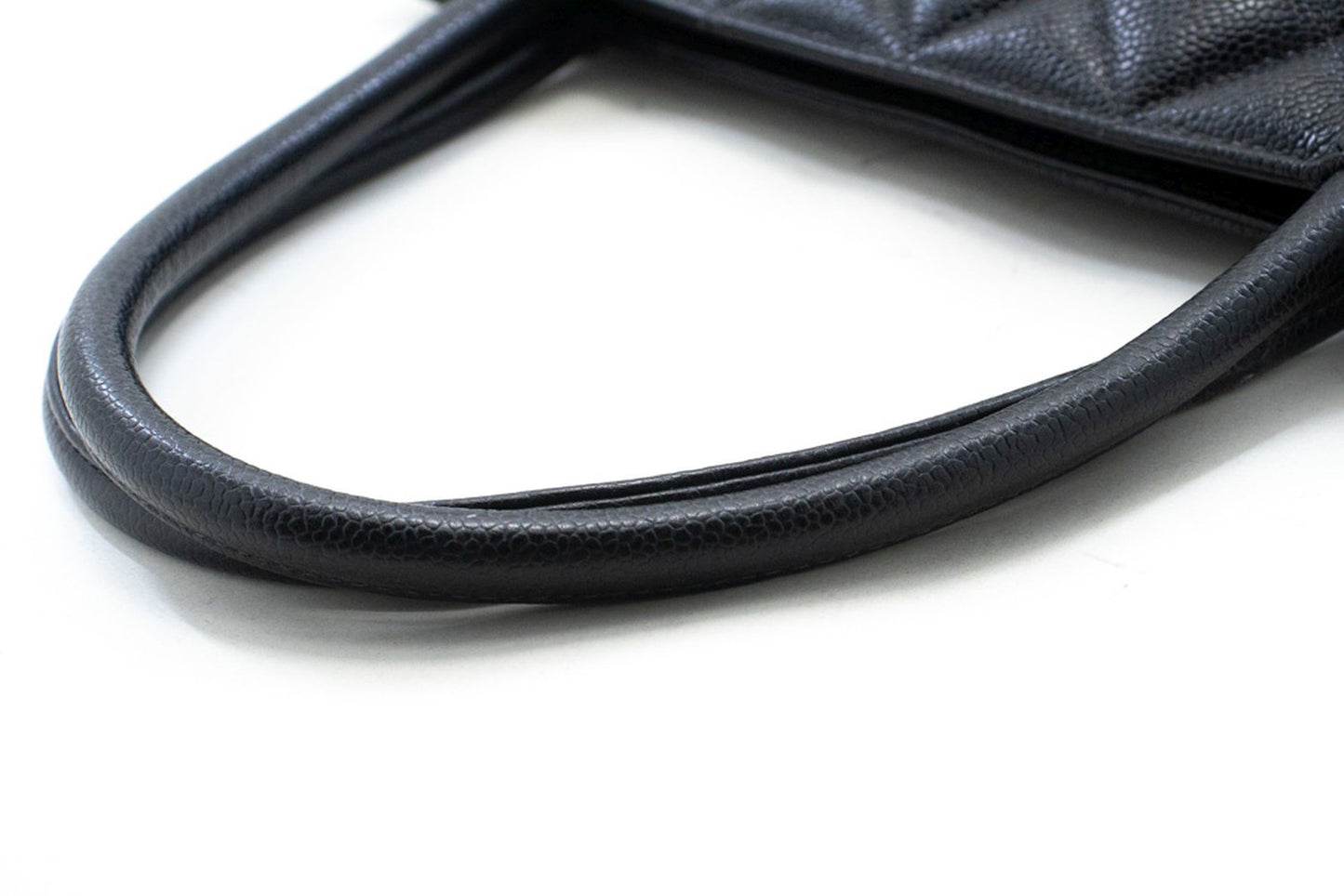 CHANEL Silver Medallion Caviar Shoulder Bag Shopping Tote Black SV n42 hannari-shop