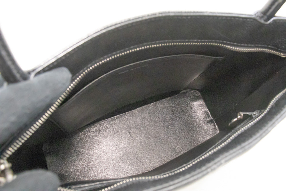CHANEL Silver Medallion Caviar Shoulder Bag Shopping Tote Black SV n42 hannari-shop