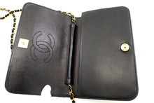 CHANEL Full Flap Chain Shoulder Bag Clutch Black Quilted Lambskin n36 hannari-shop
