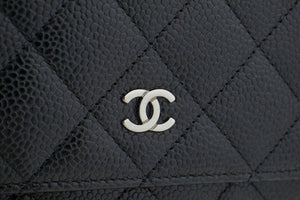 CHANEL Grained Calfskin Wallet On Chain WOC Black Shoulder Bag n94 hannari-shop