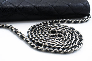 CHANEL Grained Calfskin Wallet On Chain WOC Black Shoulder Bag n94 hannari-shop