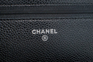 CHANEL Grained Calfskin Wallet On Chain WOC Black Shoulder Bag n94 hannari-shop