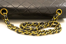 CHANEL Classic Double Flap 10" Chain Shoulder Bag Black Lambskin p18 hannari-shop