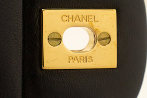 CHANEL Classic Double Flap 10" Chain Shoulder Bag Black Lambskin p18 hannari-shop