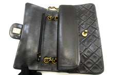 CHANEL Classic Double Flap 10" Chain Shoulder Bag Black Lambskin p18 hannari-shop